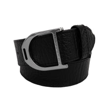 Load image into Gallery viewer, Stirrup Leather Belt 35mm - Black Texture/ Silver
