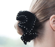 Load image into Gallery viewer, Velvet / Crystal Hair Scrunchies - Black