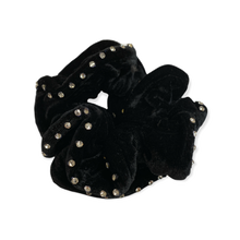 Load image into Gallery viewer, Velvet / Crystal Hair Scrunchies - Black
