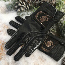 Load image into Gallery viewer, Samshield V-Skin Swarovski Black Rose Gold Gloves
